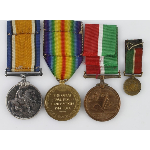 1412 - Mercatile Marine Medal (Felix McGuire) with miniature, born Langbank. Plus BWM & Victory Medal (BZ.9... 