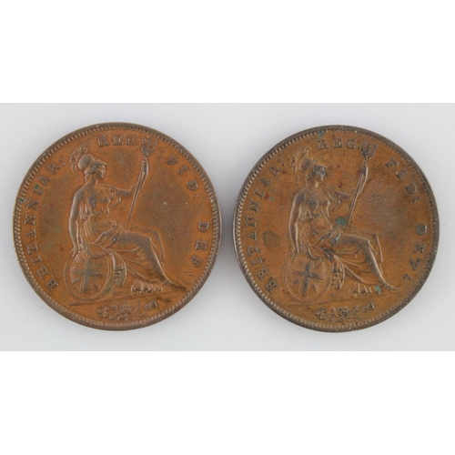 147 - Pennies (2): 1853 OT and 1858/7, GVF