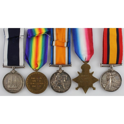 1476 - QSA no bar named (W.Muir AB HMS Fearless), 1915 Star Trio (181942 W Muir PO RN), Naval LSGC Medal ED... 