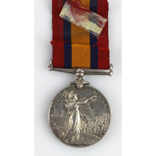 1477 - QSA no bars, named (29400 Pte R D Northey, Rand Rifles). Mine Division. With copy medal roll