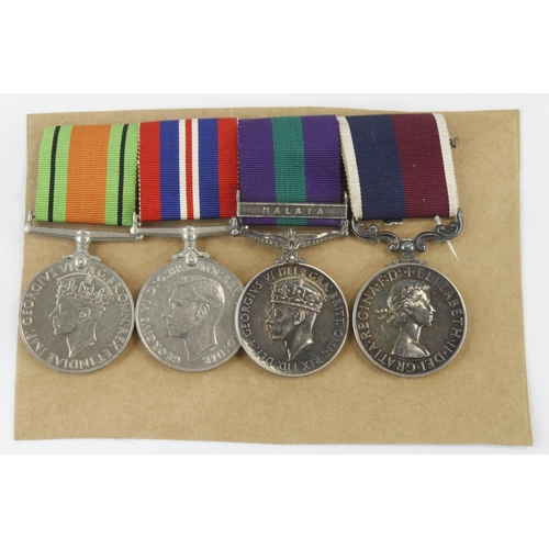 1499 - RAF group of 4 medals consisting of 1939-45 Defence and War with GRVI GSM Malaya and ERII RAF Long S... 