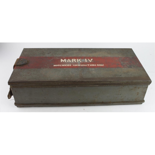 1515 - Rare British Mk IV Tank Hotchkiss Machine Gun Ammunition Tin. Nice straight tin with good leatherwor... 