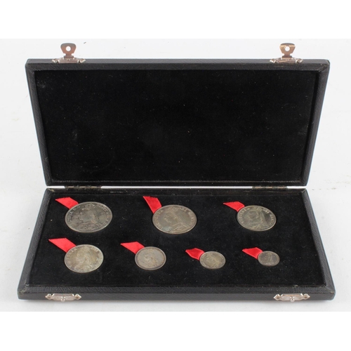 155 - Queen Victoria Jubilee 1887 set of 7x circulation strike silver coins: Crown to Threepence (Roman 1 ... 