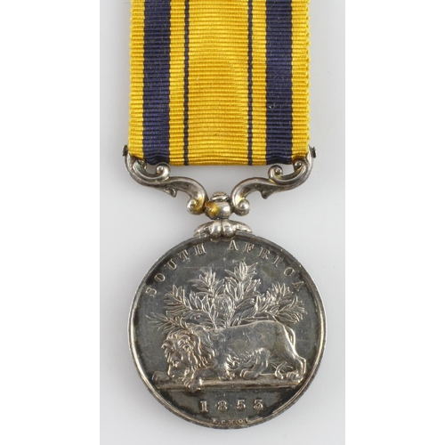 1556 - South Africa 1853 medal named (W Morgan. 1st Btn Rifle Bde). With a copy of his service record, born... 