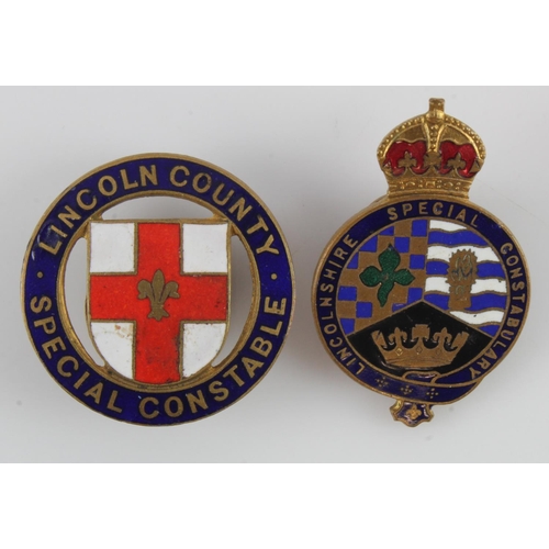 1562 - Special Constable lapel badges for Lincolnshire, and Lincoln County  (2)