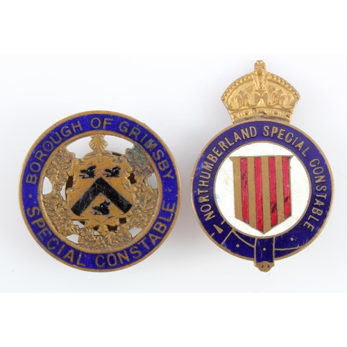 1563 - Special Constable lapel badges for Northumberland, and Borough of Grimsby.   (2)