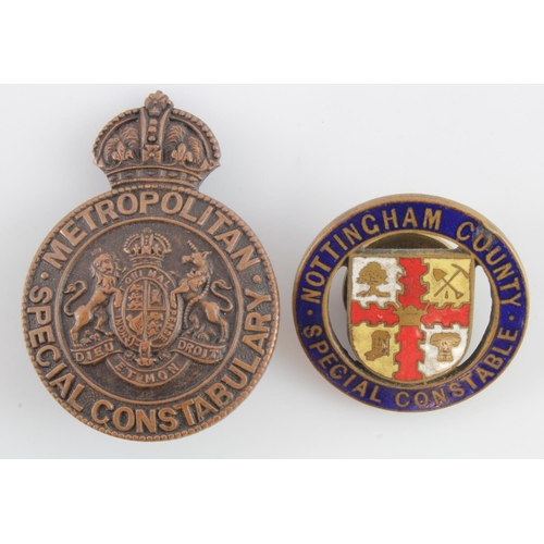 1565 - Special Constable lapel badges for Nottingham County, and Metropolitan  (2)