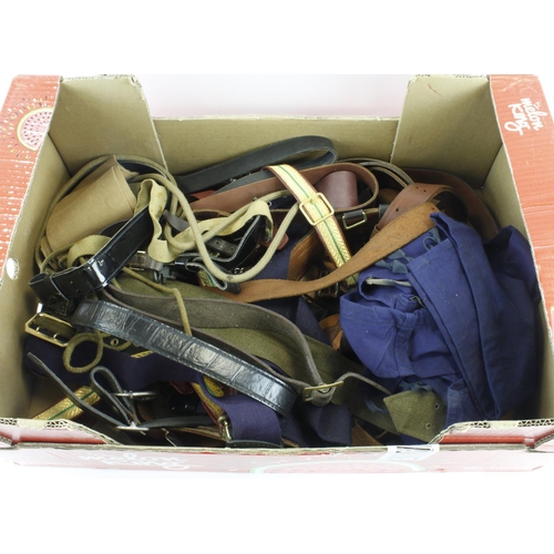 1582 - Sword belts and fittings box full including Sam brown sets, officers dress belts etc. Large amount.