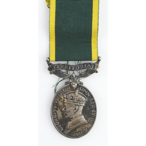 1589 - Territorial Efficiency Medal GVI, awarded to: 896698 Pte W.G Smith R.P.C (Royal Pioneer Corps).