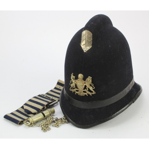 1617 - Police interest – possibly WW2 police helmet, with part Manchester Police badge (used 1865 to 1935),... 