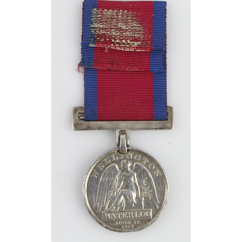 1639 - Waterloo Medal 1815 named (William Hall, 2nd Batt. Grenad. Guards). Fitted with silver clip and bar ... 