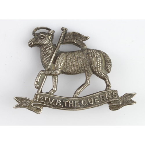 1663 - WW1 British 1st Volunteer Battalion - The Queens Regiment in Officers Silver.