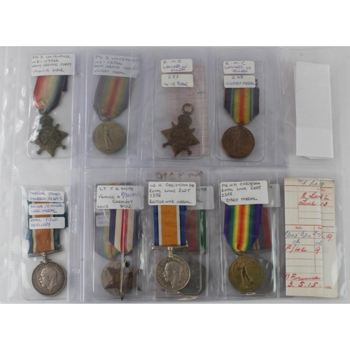 1666 - WW1 broken Trios - 1915 Star & Victory 277 Ellen RAMC, BWM & Victory Medal 2359 Christian R.Lanc R, ... 