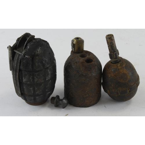 1687 - WW1 grenades including German egg grenade, French rifle grenade and British mills no. 5 mk 1 grenade... 