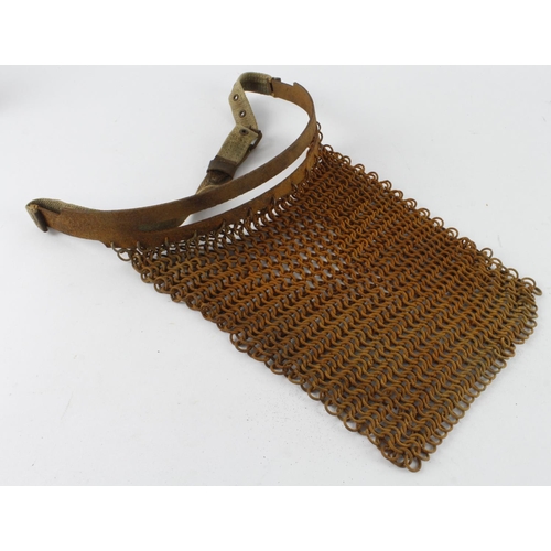 1692 - WW1 Imperial German chain mail splash guard helmet visor as worn by machine gunners, visor slots ove... 