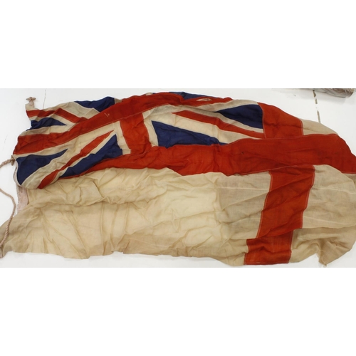 1698 - WW1 large Royal Naval ensign flag removed from one of the battleships some old tears and holes.  Nic... 