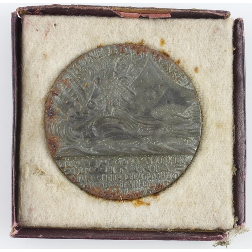 1700 - WW1 Lusitania medal in half a box.