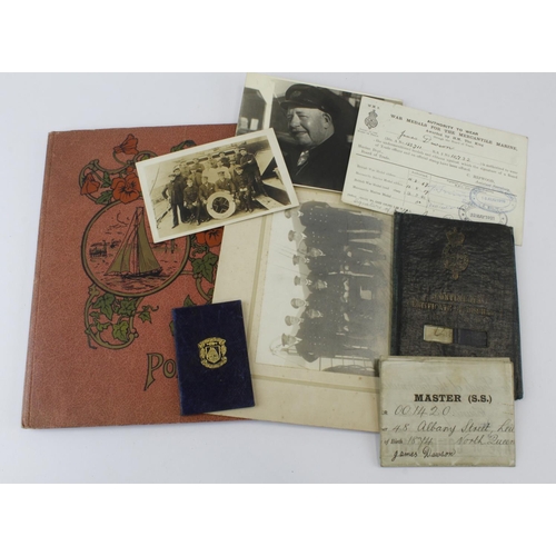 1703 - WW1 Mercantile Marine group of documents, photos, certificate of service book ships master certifica... 