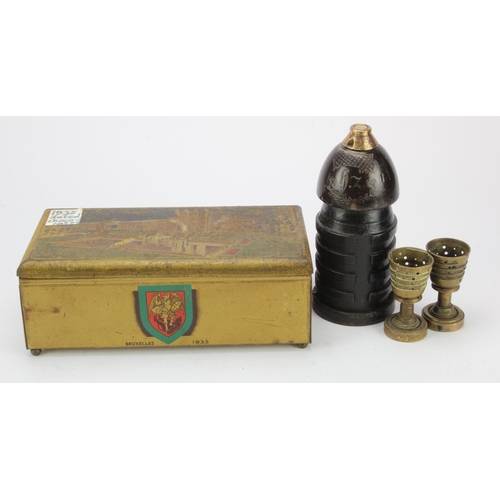 1740 - WW1 Trench Art, 2x egg cups made from French Gas shell fuses and a most unusual conversion into a ja... 