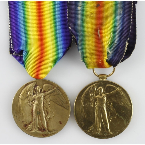 1742 - WW1 Victory medals - (3139 Pte. D. Maclean, Q.O.R. Glasgow Y) and (107605 Cpl. J. Simpson MGC).    (... 