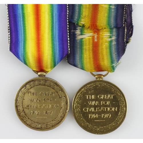 1742 - WW1 Victory medals - (3139 Pte. D. Maclean, Q.O.R. Glasgow Y) and (107605 Cpl. J. Simpson MGC).    (... 