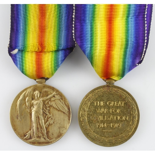 1743 - WW1 Victory Medals - (S-20746 Pte J.R. Cowan, Camerons) KIA with the 6th Bn 30th June 1916, born Gov... 