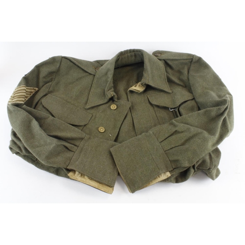 1756 - WW2 Australian made 1940 pattern battle dress blouse dated 1942 with Sgt stripes and crossed keys di... 