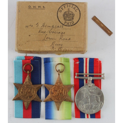 1768 - WW2 Casualty group with original box of issue, named Casualty medal slip, 1939-45 Star, Atlantic Sta... 