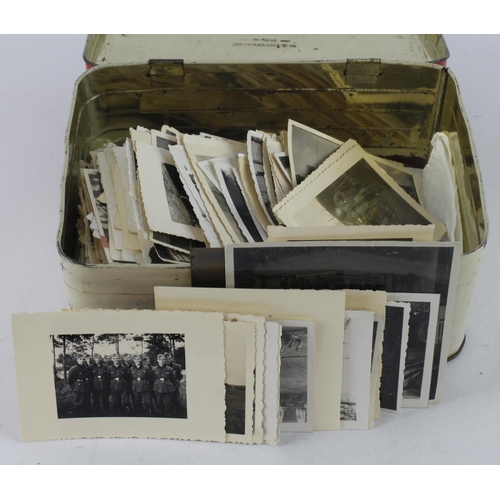 1801 - WW2 German 3rd Reich, tin of German army photographs (100 plus)