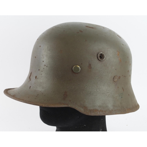 1807 - WW2 German Allgemeine SS Officers M18 Pattern Parade Stahlhelm Helmet. Dark green paintwork with ven... 