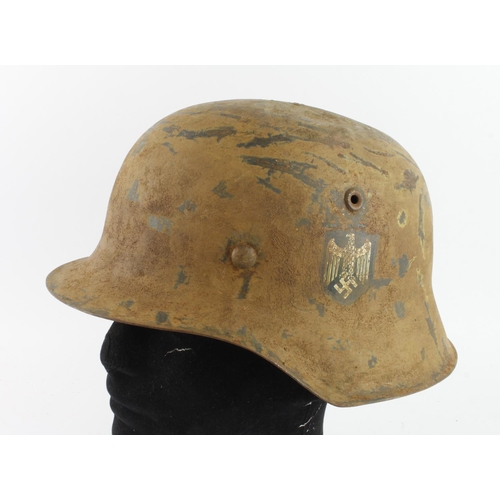 1823 - WW2 German M42 Single Decal Helmet in Africa/Italy Campaign Colour.