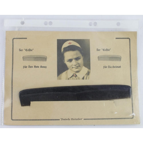 1825 - WW2 German Red Cross Comb on original card. These were sold in hospitals to raise funds for the Red ... 