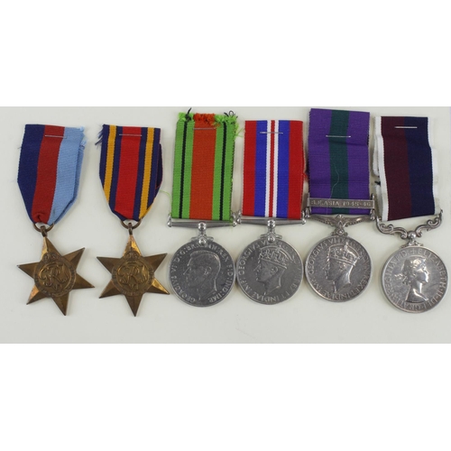 1831 - WW2 group consisting of 1939-45 star, Burma star, Defence and War medals with GSM S.E.Asia 1945-46 a... 