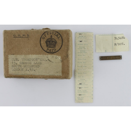 1835 - WW2 group for 743484 F/Sgt C H Thompson RAF. Medals in original named box, South Woodford, London. 1... 