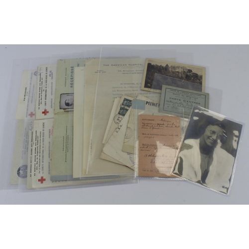 1836 - WW2 group of letters documents etc.  Relating to Miss Roberta Owen interned in France 1941.   Very i... 