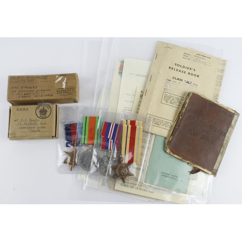 1837 - WW2 group to 10570297 Cpl Edwin John Eacles RAOC comes with 1939-45 star, Africa star, Defence and W... 