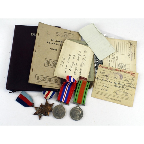 1838 - WW2 group to S/101876 Spr Charles Huby RE comes with 1939-45 star, F&G star, Defence and War medals ... 