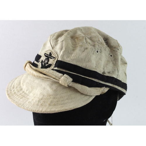 1845 - WW2 Japanese Naval Officers Tropical Field Cap. Nice markings inside.