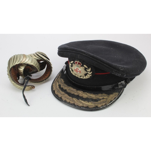 1852 - WW2 National Fire Service Fire Force Commander Senior Officer Peaked cap by Bates of London ‘’servic... 