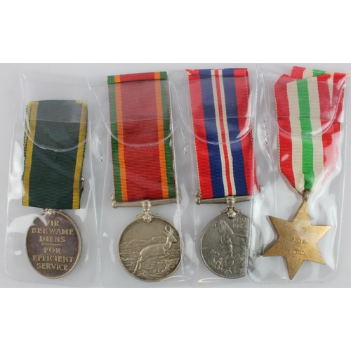 1875 - WW2 South African group - Italy Star, War Medal, Africa Service Medal all medals named (14358 F. De.... 