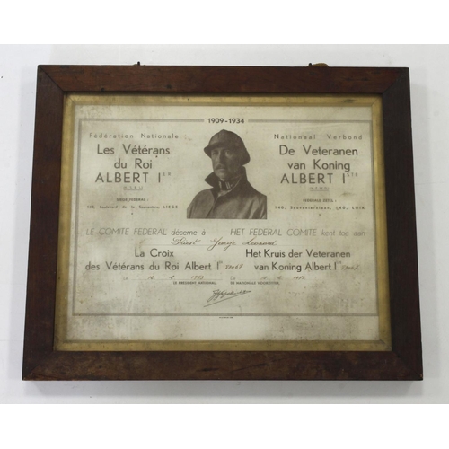 1883 - WW2 veterans medal award scroll in frame to George Leonard Priest for his part in escaping from Dunk... 