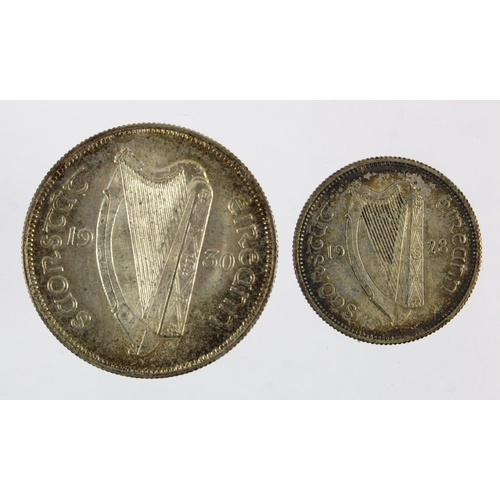 249 - Ireland (2) Halfcrown 1930 EF & Shilling 1928 GVF