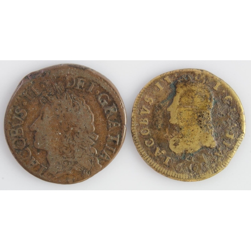 250 - Ireland (2) Jacobite - Williamite War period: Gunmoney small Halfcrown 1690 Aug: Fine, along with Li... 