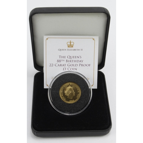 264 - Tristan Da Cuhna One Pound 2014 gold proof. aFDC (toning spot obverse) boxed as issued