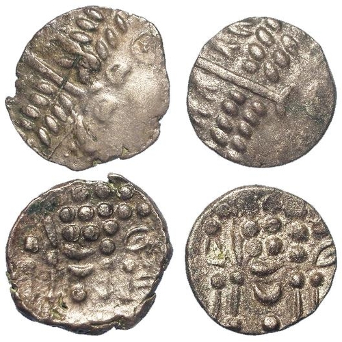 290 - Celtic Britain: Durotriges billon Staters (2) debased after Caesar's conquest of Gaul, S.367; 3.84g ... 