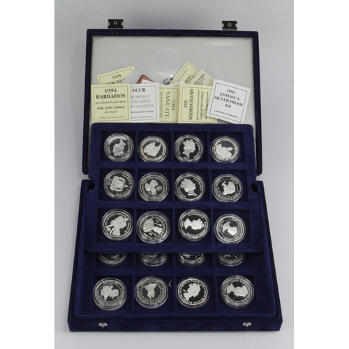 613 - World Silver Proof Crown-size issues (24) all with a Royalty theme. aFDC/FDC in hard plastic capsule... 