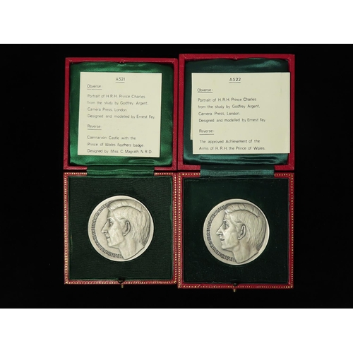 629 - British Commemorative Medals (2) hallmarked sterling silver d.50.5mm, 72g (144g total): Investiture ... 