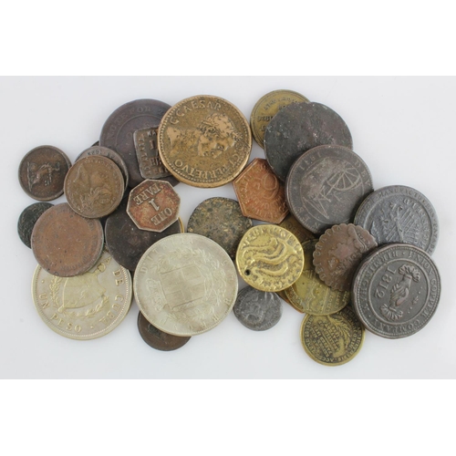 643 - GB & World tokens, medalets, counters and forgeries (28) ancient to modern, noted: Jamaica Street (B... 