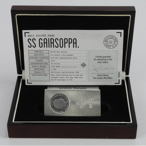 663 - Silver ingot (10oz) Made from the silver recovered from the SS Gairsoppa. In a plush box with certif... 