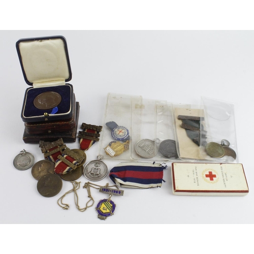 665 - Small collection of various medals, medallions, fobs, including Military related  (Qty)